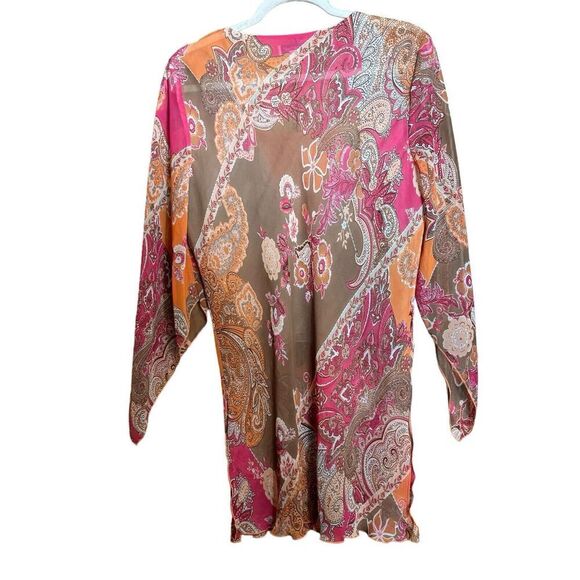 Coldwater Creek Tunic Top Women Large Multicolor Boho Paisley Embellished Blouse - Picture 5 of 8